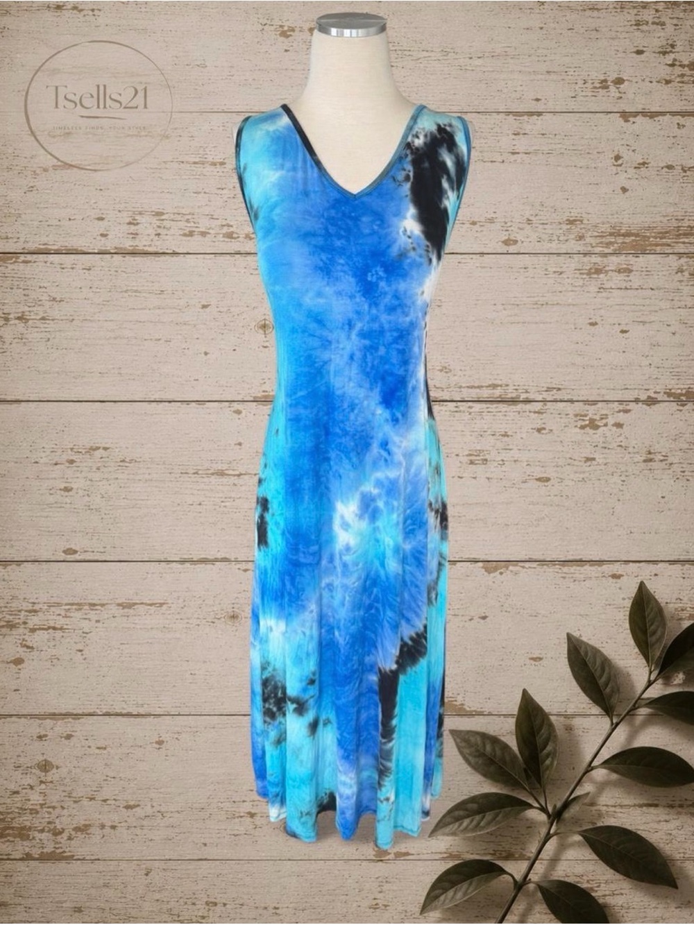 NWT Jesse & J (SJS) Blue Tie-Dye Maxi Dress – Size L
